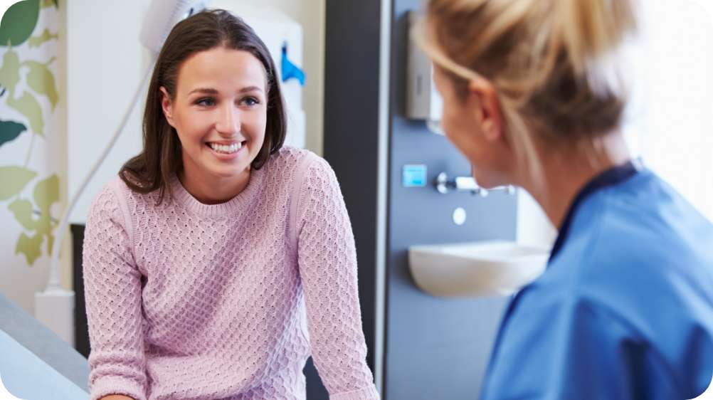 A girl consulting with skilled specialist